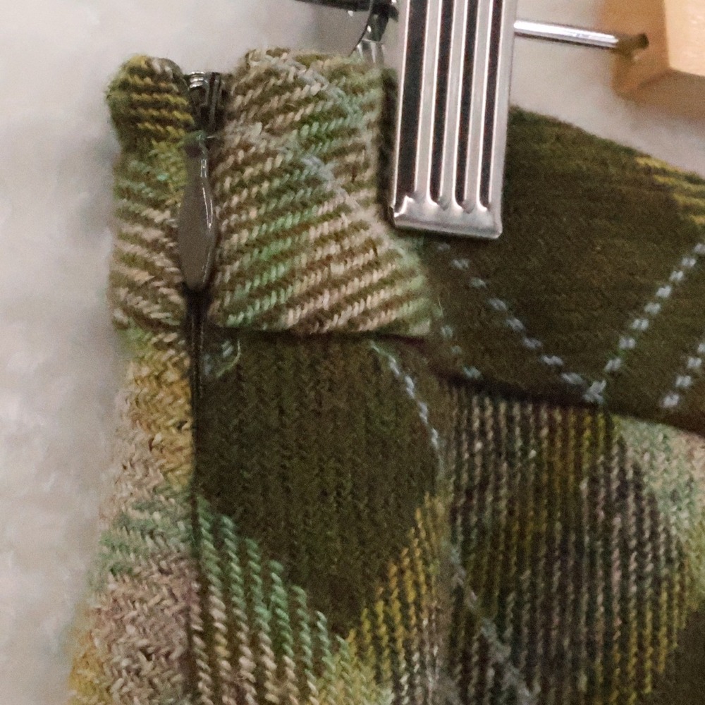 Ann Taylor Loft Plaid Ruffle Hem Skirt Womens Size 4 Green Wool Blend Academia - Picture 5 of 10